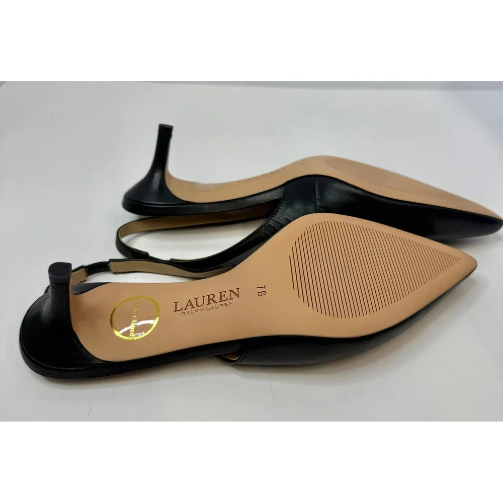 Lauren Ralph Lauren Lolah II Slingback Pump Black Burnished Calf Size 7 B